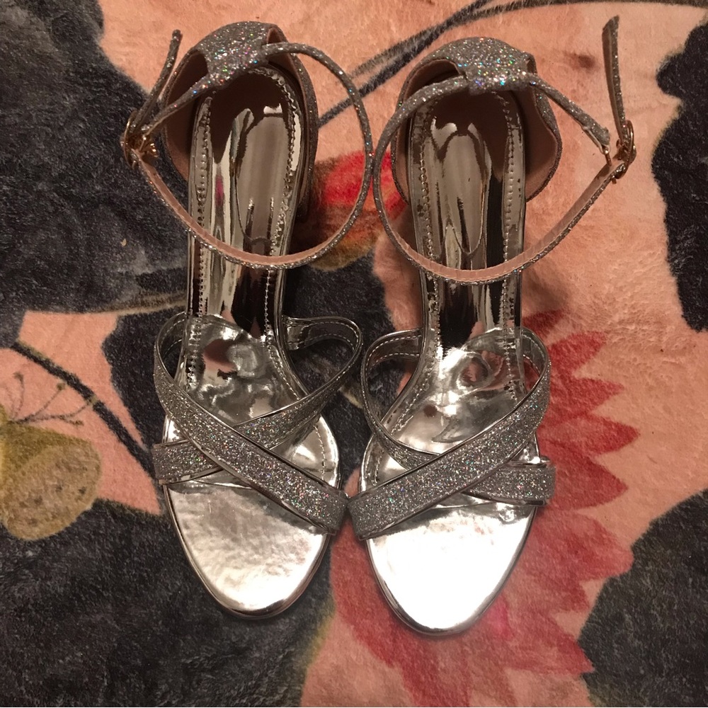 Silver sparkly heels